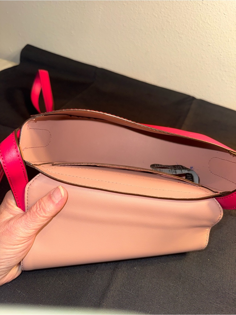 Ralph Lauren Hot Pink Leather Saddle Crossbody with Tassel - Picture 9 of 12